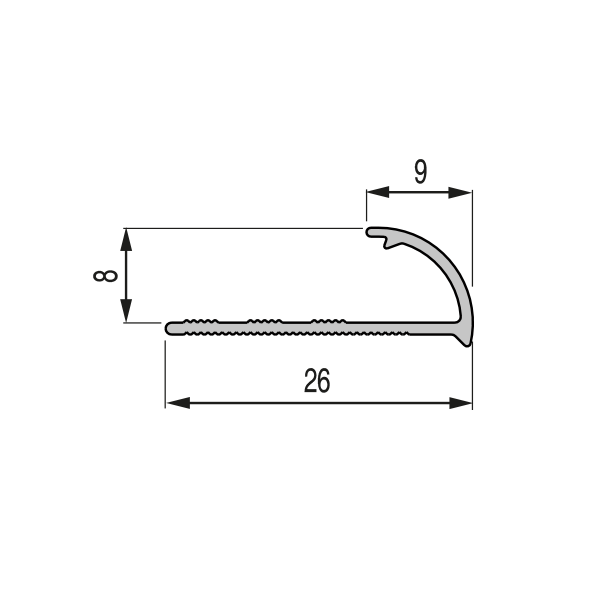1/4 ROND OUVERT PVC 8MM 2.5M – Image 2